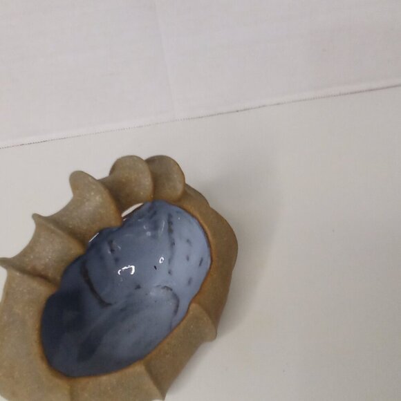 Ceramic Basket With Handle Rustic Cottagecore Inside Glazed Outside Raw 5" x 6" - Picture 7 of 12